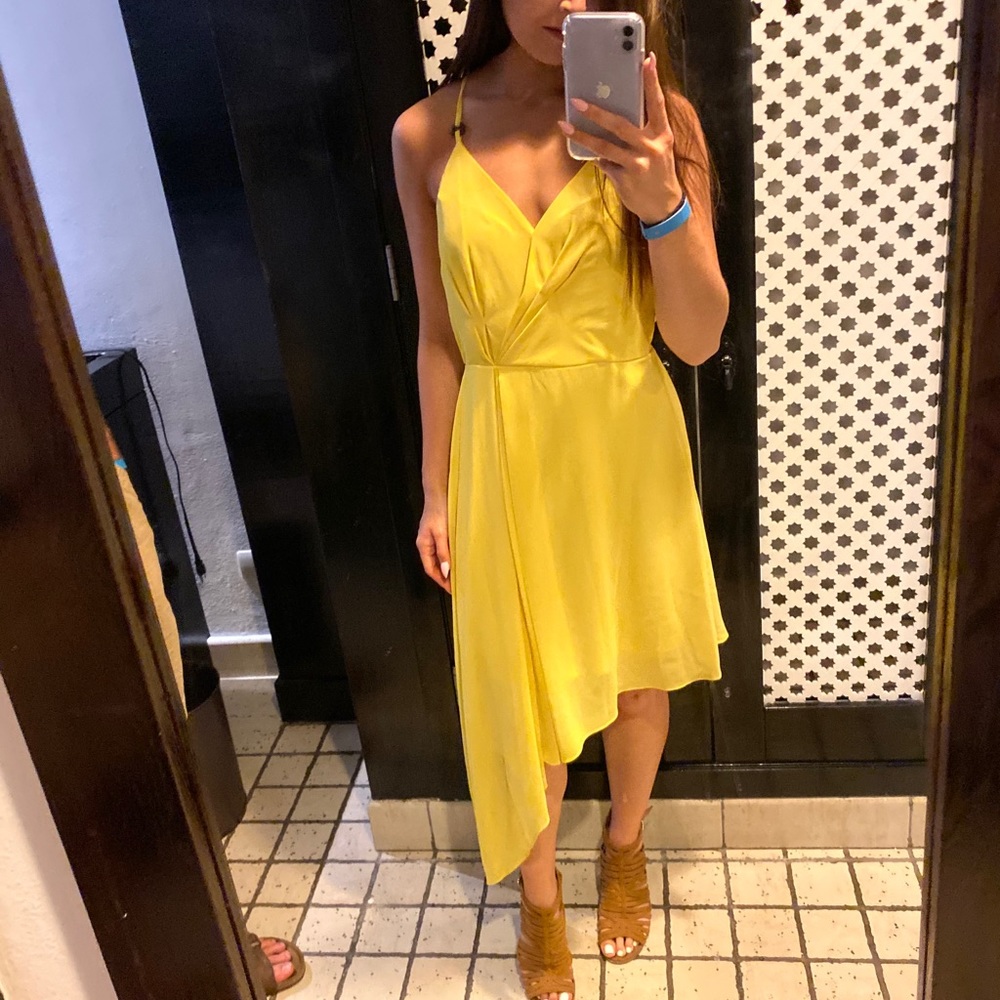 Asymmetrical yellow dress